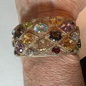 Multi-gemstone cuff bracelet